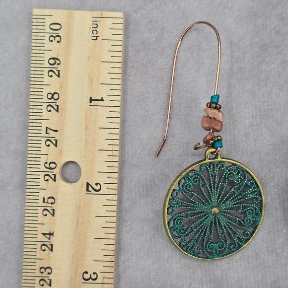 Blue Circle Floral Dangle Bead Hoop Hook Earrings Boho Fashion Jewelry JB8-1 - Picture 4 of 4